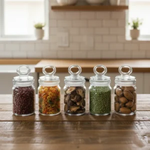 Rustic 6-Piece Airtight Glass Jar Set with Spoons (1876) by Limon