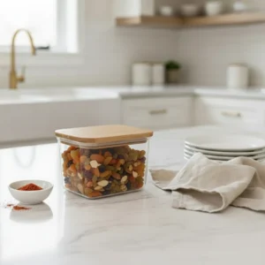 Airtight Glass Container with Wooden Lid by Limon