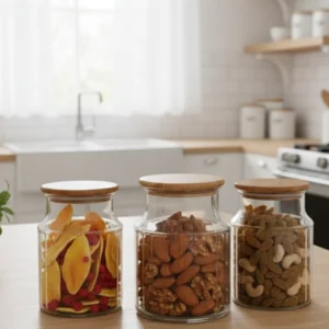3-Pcs 1000ml Home Made Glass Jars Set with Airight Lids (2262) by Limon