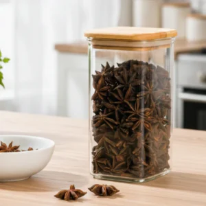 500ml Square Food Storage Jar with Wooden Lid (2197) by Limon