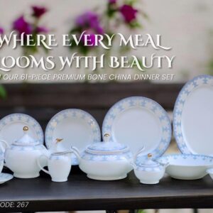 HAIF GOLD PRINT DINNER SET 61 PCS LUXURY SUPER BONE CHINA ( O SHAPE)