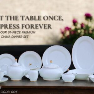 GGK DINNER SET 61 PCS LUXURY SUPER BONE CHINA ( O SHAPE)