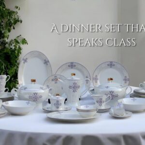 FULL GOLD PRINT DINNER SET 61 PCS LUXURY SUPER BONE CHINA ( F SHAPE)