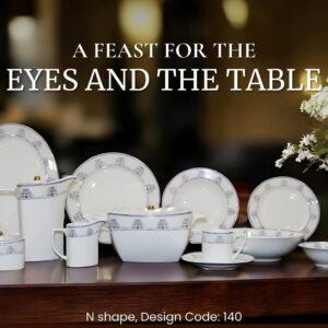 HAIF GOLD PRINT DINNER SET 61 PCS LUXURY SUPER BONE CHINA ( N SHAPE)