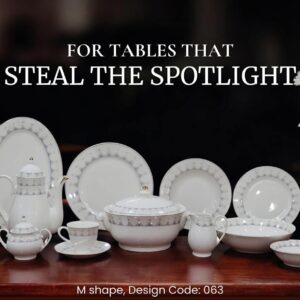 HAIF GOLD PRINT DINNER SET 61 PCS LUXURY SUPER BONE CHINA ( M SHAPE)