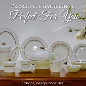 HAIF GOLD PRINT DINNER SET 61 PCS LUXURY SUPER BONE CHINA ( F SHAPE) 29,999