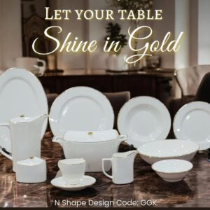 GGK DINNER SET 61 PCS LUXURY SUPER BONE CHINA ( N SHAPE)