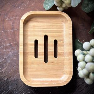 Wood bamboo soap dish